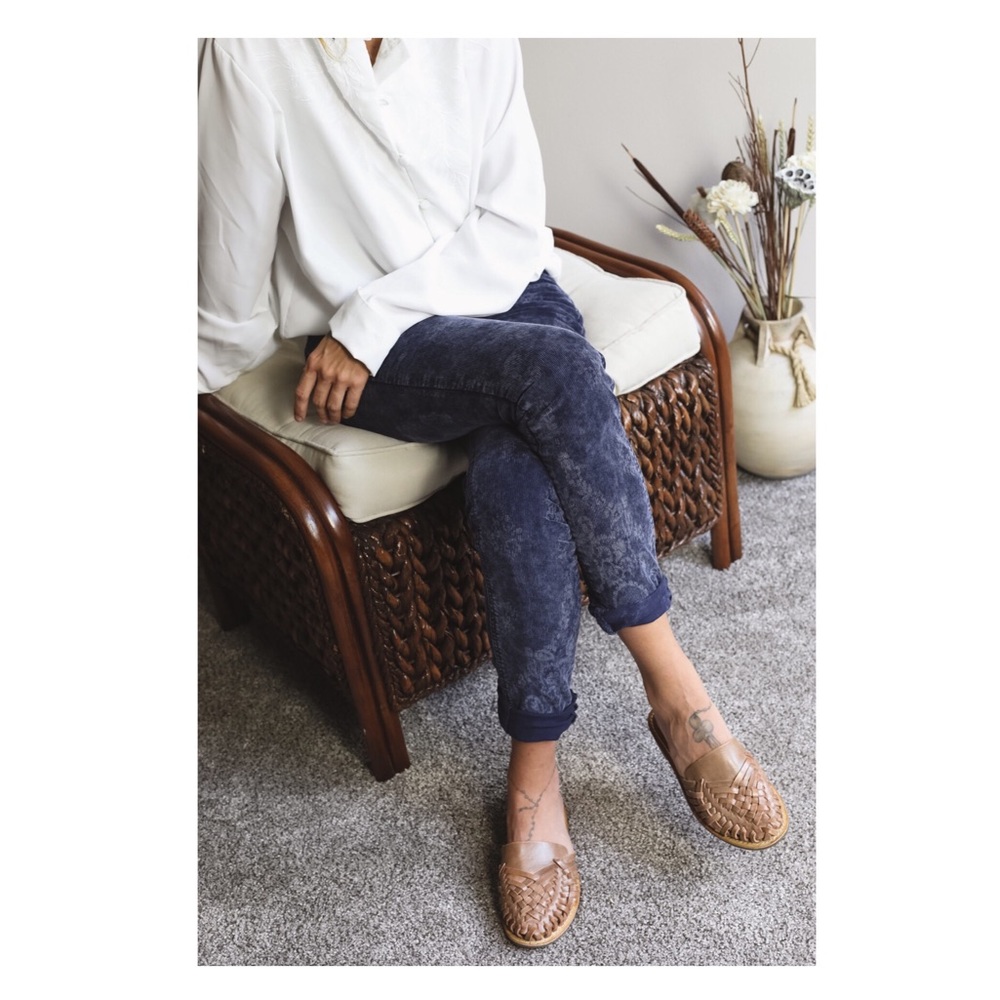 Free People Printed Corduroy Skinny Pants